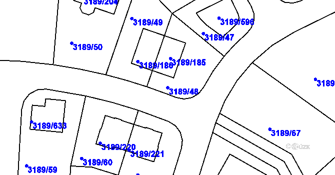 Parcela st. 3189/48 v KÚ Žalov, Katastrální mapa