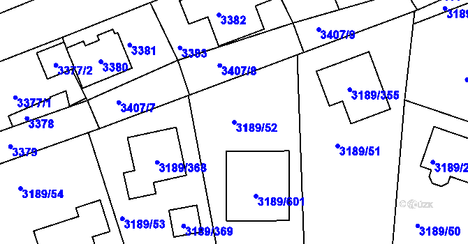 Parcela st. 3189/52 v KÚ Žalov, Katastrální mapa