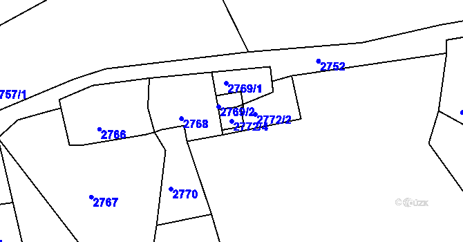 Parcela st. 2772/4 v KÚ Žalov, Katastrální mapa