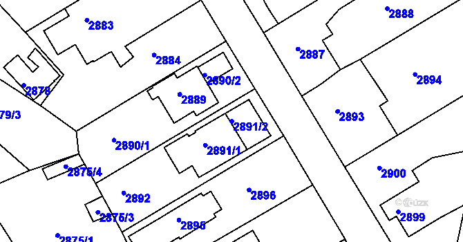 Parcela st. 2891/2 v KÚ Žalov, Katastrální mapa
