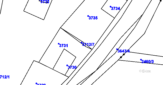 Parcela st. 3712/7 v KÚ Žalov, Katastrální mapa