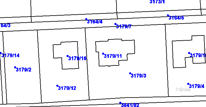 Parcela st. 3179/11 v KÚ Žalov, Katastrální mapa