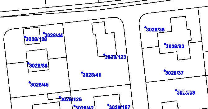 Parcela st. 3028/123 v KÚ Žalov, Katastrální mapa