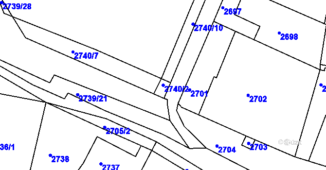 Parcela st. 2740/2 v KÚ Žalov, Katastrální mapa