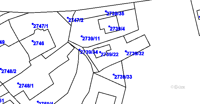 Parcela st. 2739/22 v KÚ Žalov, Katastrální mapa