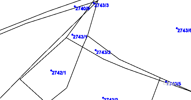 Parcela st. 2743/2 v KÚ Žalov, Katastrální mapa