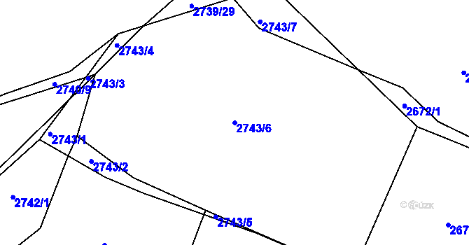 Parcela st. 2743/6 v KÚ Žalov, Katastrální mapa