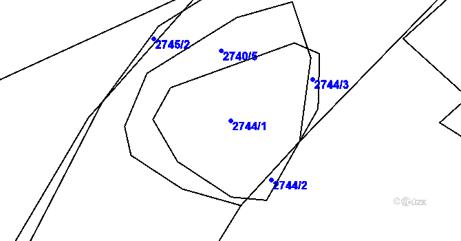 Parcela st. 2744/1 v KÚ Žalov, Katastrální mapa