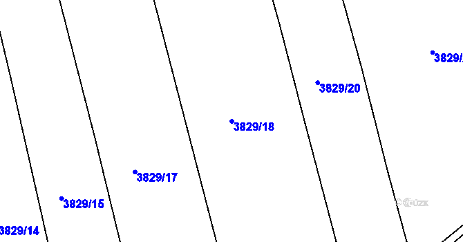 Parcela st. 3829/18 v KÚ Žalov, Katastrální mapa