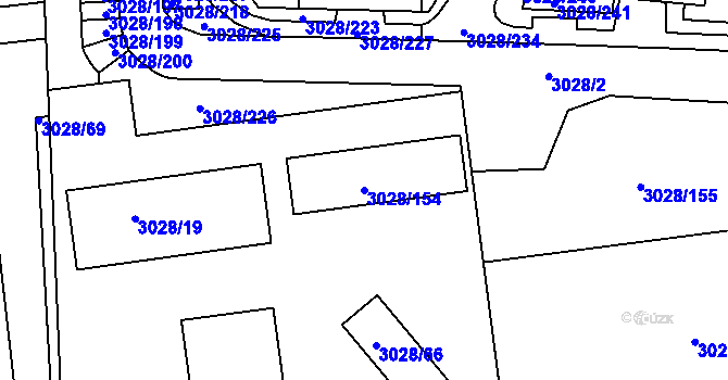 Parcela st. 3028/154 v KÚ Žalov, Katastrální mapa