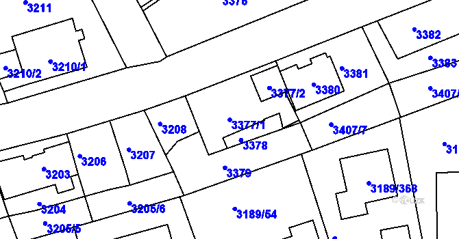 Parcela st. 3377/1 v KÚ Žalov, Katastrální mapa