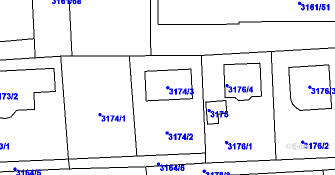 Parcela st. 3174/3 v KÚ Žalov, Katastrální mapa