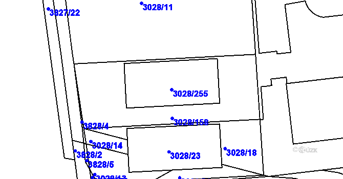 Parcela st. 3028/255 v KÚ Žalov, Katastrální mapa