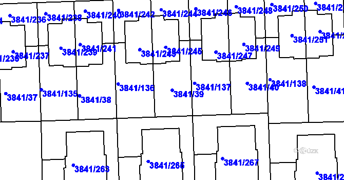 Parcela st. 3841/39 v KÚ Žalov, Katastrální mapa
