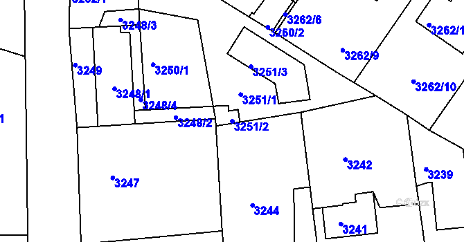 Parcela st. 3251/2 v KÚ Žalov, Katastrální mapa