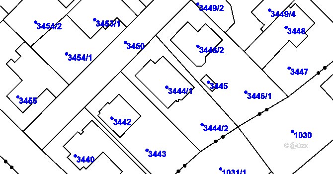 Parcela st. 3444/1 v KÚ Žalov, Katastrální mapa