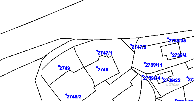 Parcela st. 2747/1 v KÚ Žalov, Katastrální mapa