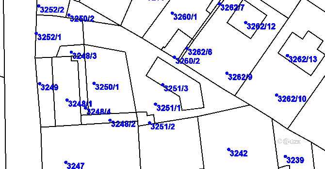 Parcela st. 3251/3 v KÚ Žalov, Katastrální mapa