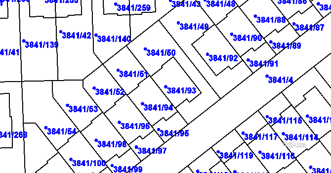 Parcela st. 3841/93 v KÚ Žalov, Katastrální mapa