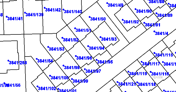 Parcela st. 3841/94 v KÚ Žalov, Katastrální mapa
