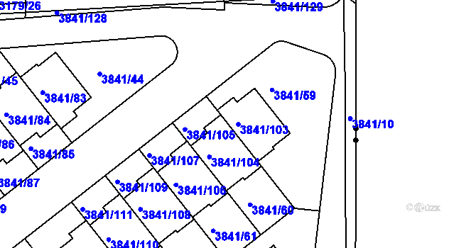 Parcela st. 3841/103 v KÚ Žalov, Katastrální mapa