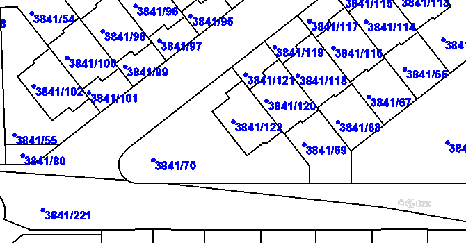 Parcela st. 3841/122 v KÚ Žalov, Katastrální mapa