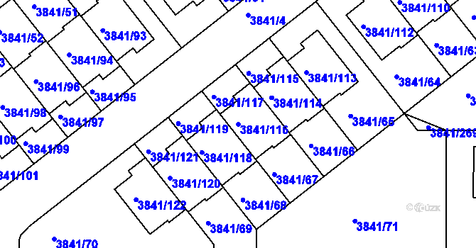 Parcela st. 3841/116 v KÚ Žalov, Katastrální mapa