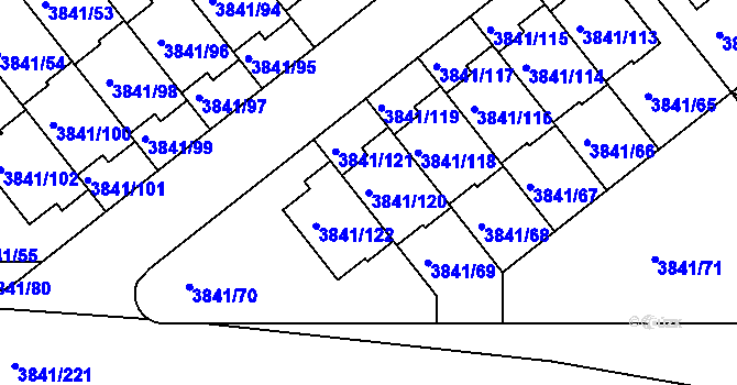 Parcela st. 3841/120 v KÚ Žalov, Katastrální mapa