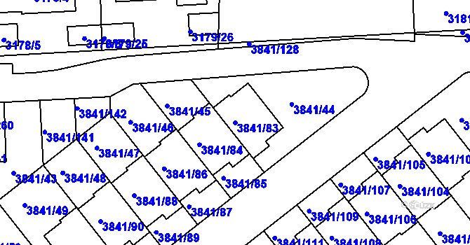 Parcela st. 3841/83 v KÚ Žalov, Katastrální mapa