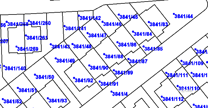 Parcela st. 3841/88 v KÚ Žalov, Katastrální mapa