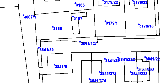 Parcela st. 3841/127 v KÚ Žalov, Katastrální mapa