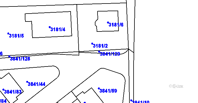 Parcela st. 3841/129 v KÚ Žalov, Katastrální mapa