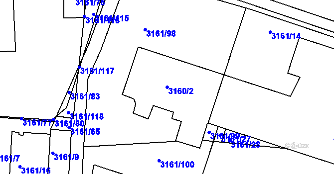 Parcela st. 3160/2 v KÚ Žalov, Katastrální mapa