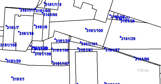 Parcela st. 3161/101 v KÚ Žalov, Katastrální mapa