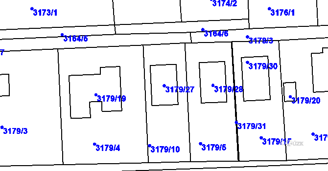 Parcela st. 3179/27 v KÚ Žalov, Katastrální mapa