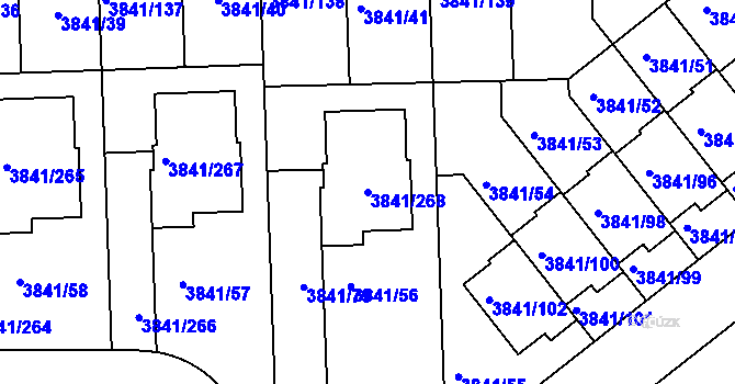 Parcela st. 3841/268 v KÚ Žalov, Katastrální mapa