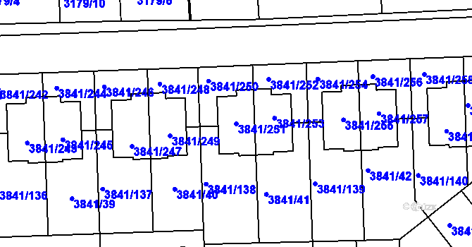 Parcela st. 3841/251 v KÚ Žalov, Katastrální mapa