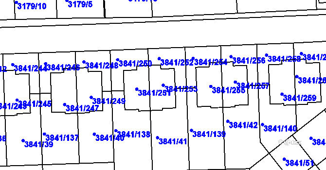 Parcela st. 3841/253 v KÚ Žalov, Katastrální mapa