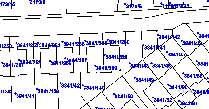 Parcela st. 3841/261 v KÚ Žalov, Katastrální mapa