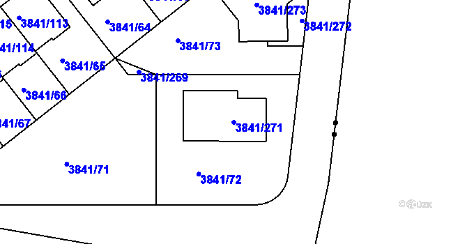 Parcela st. 3841/271 v KÚ Žalov, Katastrální mapa