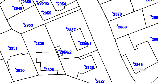 Parcela st. 2856/1 v KÚ Žalov, Katastrální mapa