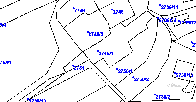 Parcela st. 2748/1 v KÚ Žalov, Katastrální mapa