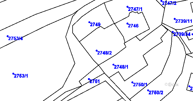 Parcela st. 2748/2 v KÚ Žalov, Katastrální mapa