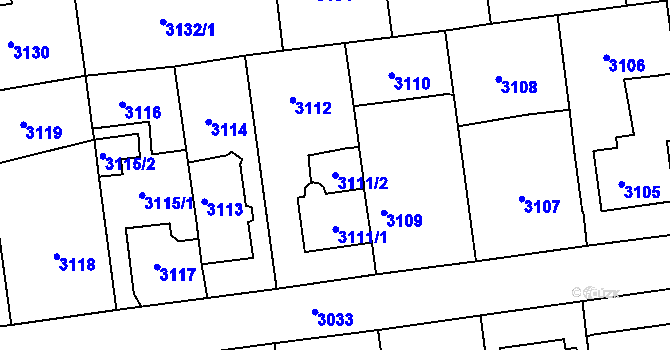 Parcela st. 3111/2 v KÚ Žalov, Katastrální mapa