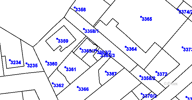 Parcela st. 3363/2 v KÚ Žalov, Katastrální mapa