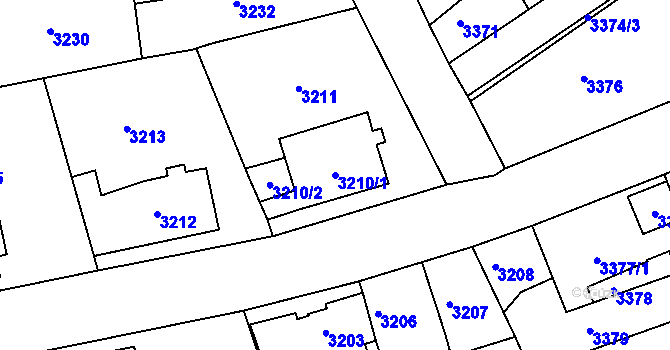 Parcela st. 3210/1 v KÚ Žalov, Katastrální mapa