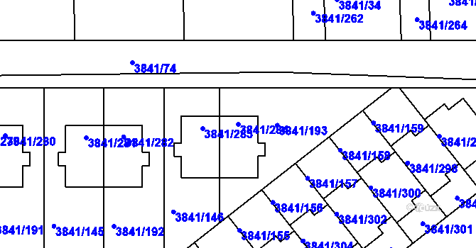 Parcela st. 3841/284 v KÚ Žalov, Katastrální mapa
