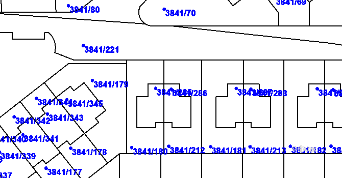 Parcela st. 3841/286 v KÚ Žalov, Katastrální mapa