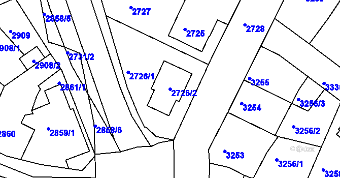 Parcela st. 2726/2 v KÚ Žalov, Katastrální mapa
