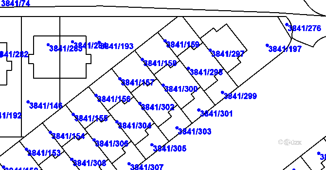 Parcela st. 3841/300 v KÚ Žalov, Katastrální mapa